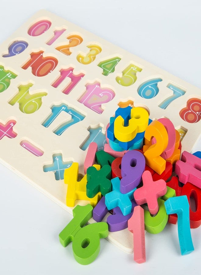Attmu Wooden Puzzles for Toddlers, Alphabet Puzzle and Number Puzzle, 2 in 1 Preschool Educational Learning Toys with Chunky Wood ABC Puzzle Board, for Girls Boys Kindergarten Set of 2 - Image 3